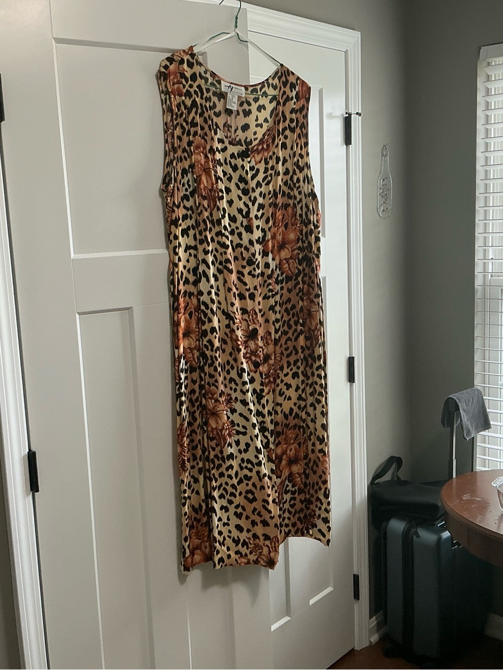 Leopard Print Maxi Dress in Beige and Black